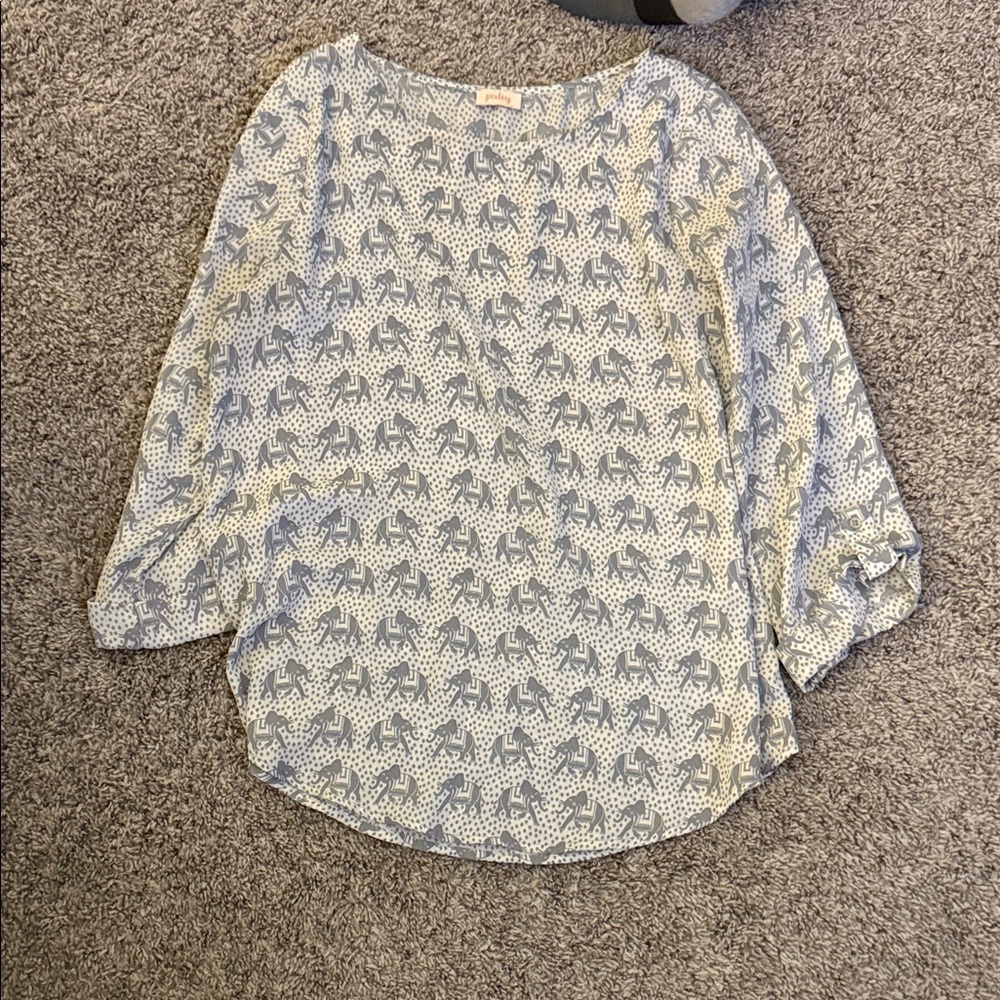 Gray and White Pixley  Print Women's Top